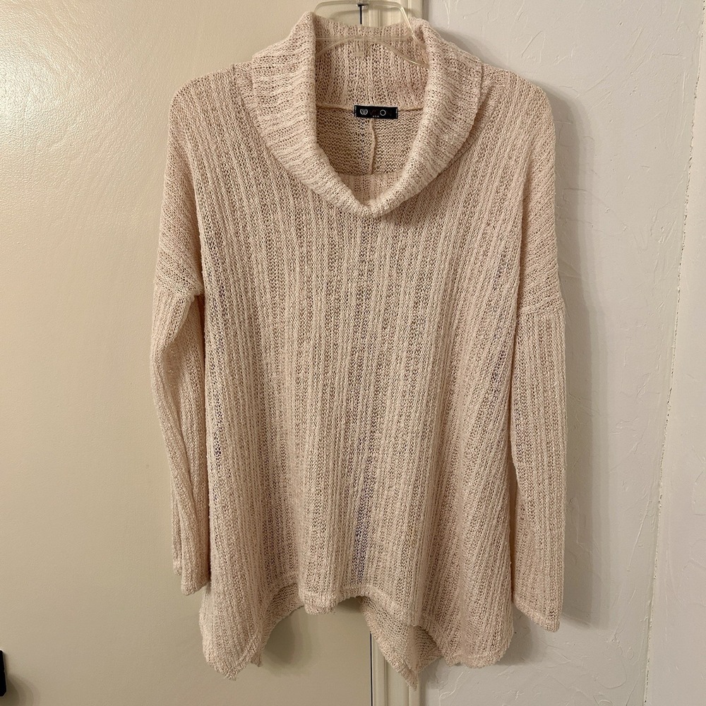 Women's Vision USA Cowl Neck Tunic Sweater Knit High Low Hem